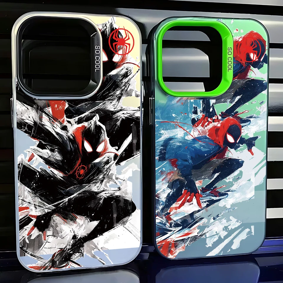 Karikatúra pavúky Man Pase pre iPhone 16 15 14 13 12 11 Pro Max x xr xsmax 8 7 plus candy matný nárazový odolný zadný kryt