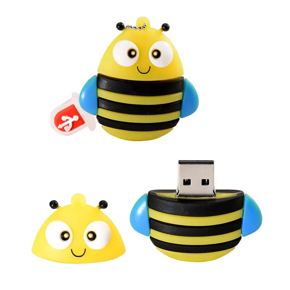 Karikatúra Pendrive Lovely Bee USB Flash Drive Drive 4 GB 8G 16 GB 32 GB 64 GB 128 GB Animal Pen Drive Memory Stick Stick