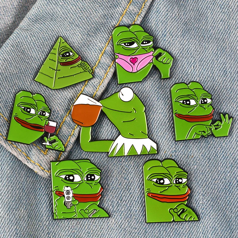 Karikatúra Pepe the Frog Meme Smalt Pins Fotografovanie pyramídové myslenie Pitie zvierat Broš