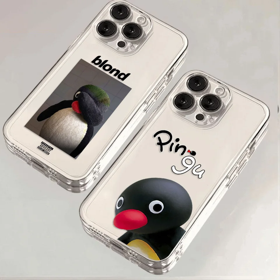 Karikatúra Ping Penguin Telefón puzdro pre Samsung S25 S24 S23 S22 S21 S20 Fe Note20 Note10 Plus Ultra Lite 5G Clear Soft TPU kryt TPU