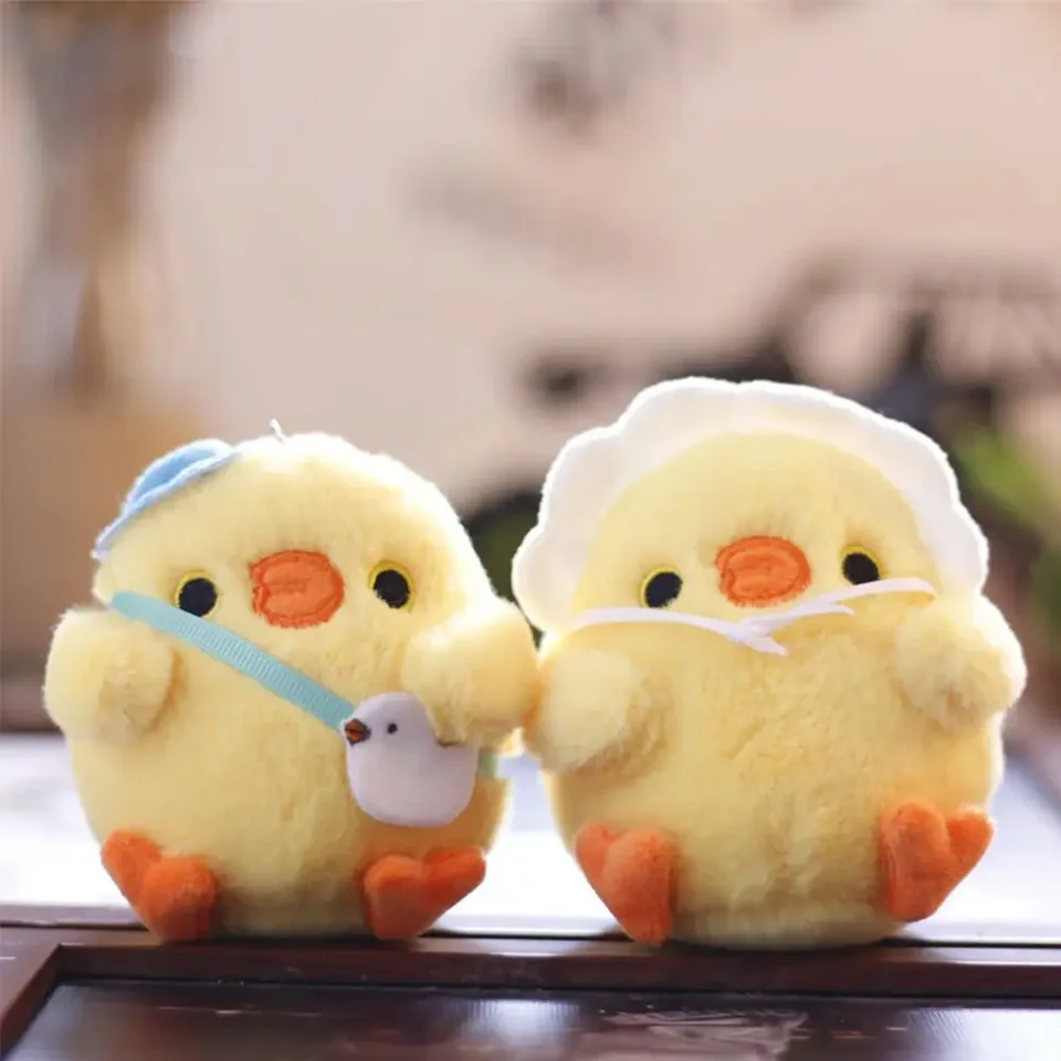 Karikatúra plyš Plush kuracie bábiky hračky Keychain Sladké roztomilé plnené kačacie taška prívesok kúzla autá Keyring pre ženy páry roztomilé darčeky