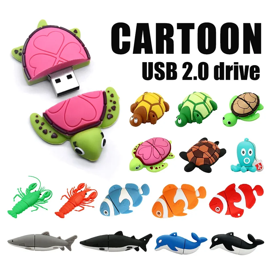 Karikatúra pod vodou Animals Tortoise Pendrive 2.0 USB Flash Drive Sea Turtle 4/8/16/32/64/128 GB Per Drive Pamäť Pamäť Disk Disk Disk Disk Disk