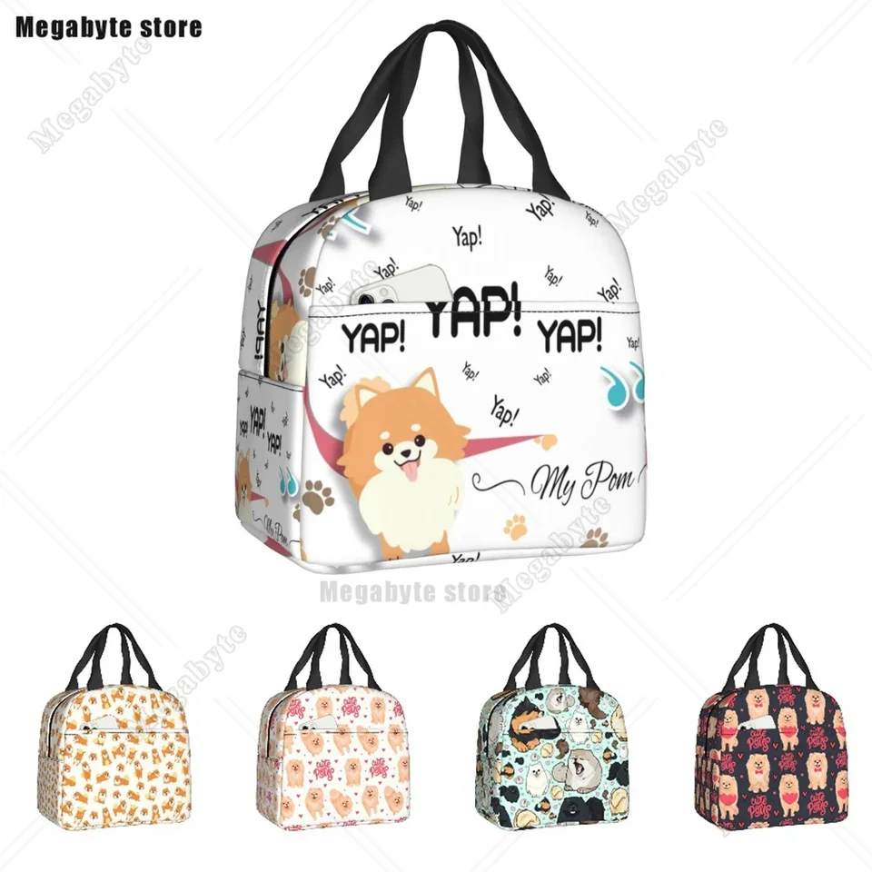 Karikatúra pomeranian obedové boxy Ženy Multifunkčné psie psa Spitz Termal Cool Food Izolované obedové tašky Práca