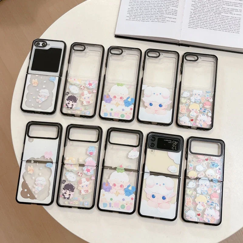 Karikatúra pre bábiky Cloud Puzdet pre Samsung Galaxy Z Flip 6 5 4 3 Zadný kryt pre Zflip4 Zflip5 Zflip6 Hard Case Shell