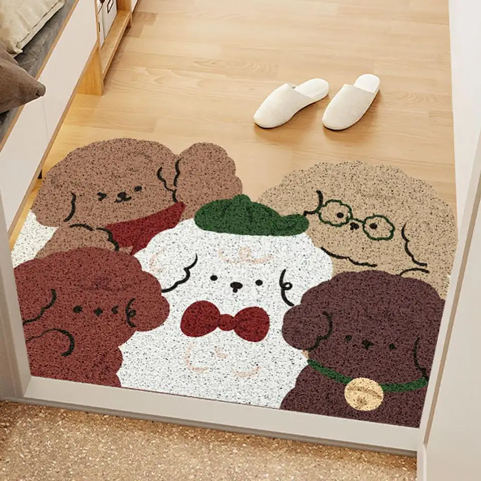 Karikatúra psov vstupné dvere rohož Dirt Trapper Anti-Slip Absorbent domáca kúpeľňa vchod vítaný koberec predných dverí