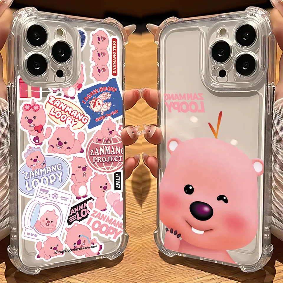 Karikatúra roztomilé ružové slučky telefón pre iPhone 16 15 14 13 12 11 Mini Pro Max x xr xsmax 7 8 plus nárazový priehľadný obal