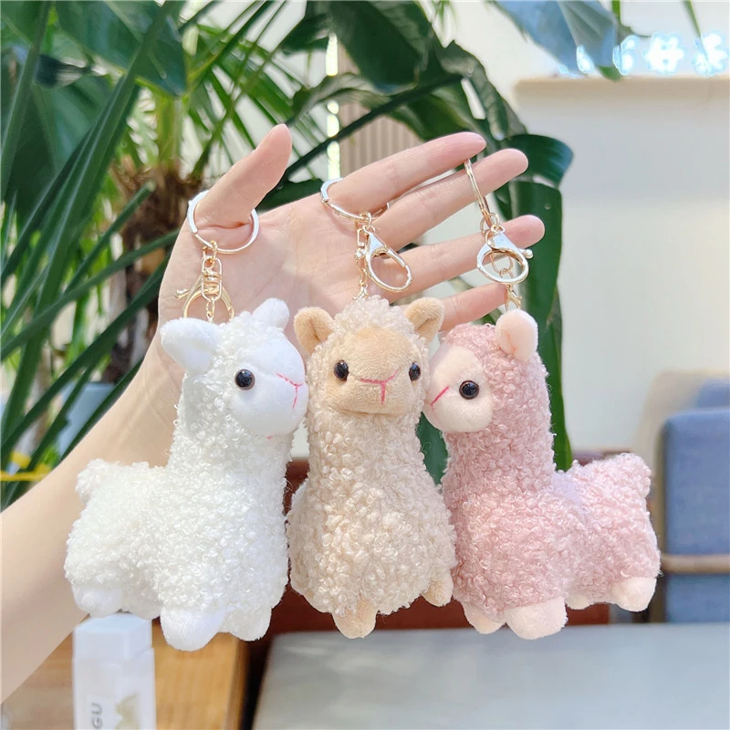 Karikatúra roztomilý alpaka plyšový prívesok kreatívny kawaii bábika Keychain Fashion študent batoh batohové dekorácie Doplnky narodeniny darček