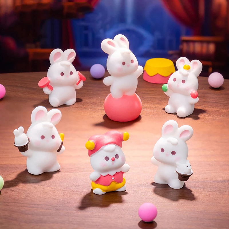 Karikatúra roztomilý kawaii cirkus bunny krajina dekorácia DIY Domov Ozdobia príslušenstvo Miniatúry Dolls Desktop Car