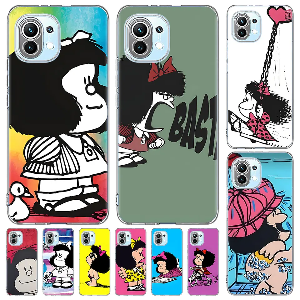 Karikatúra roztomilý mafalda puzdro pre Xiaomi Mi 11 9 9t 13 12T 11i A2 11T 12x 10 8 10t Pro 5x A1 A3 Lite TPU Transparentný telefónny kryt