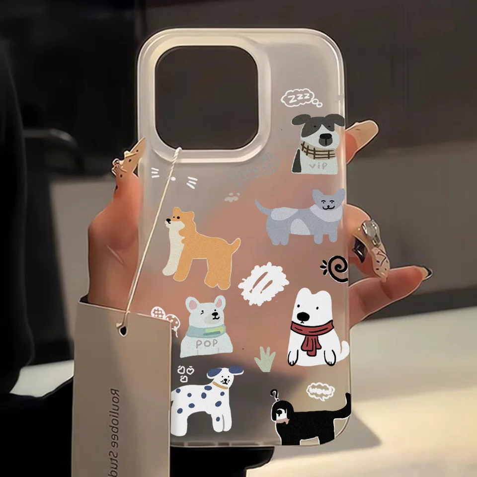 Karikatúra roztomilý puzdro na šteniatko pre iPhone 15 Pro Max Case iPhone 11 13 12 14 Pro Max Mini Plus silikónový matný priesvitný obal