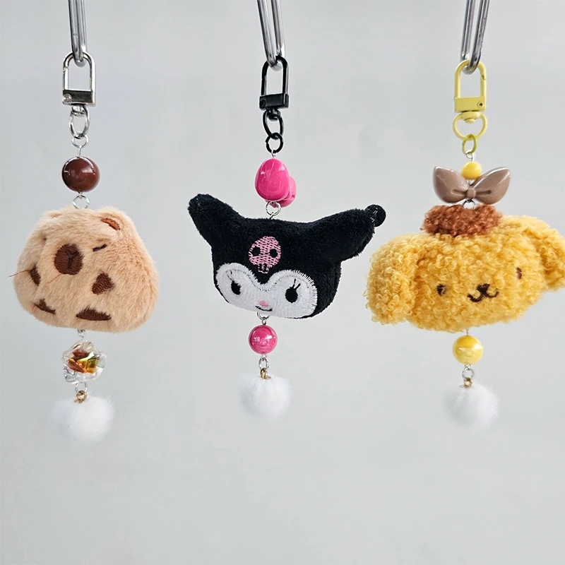 Karikatúra roztomilý Sanrio Kuromi puding ps psom Caphybara plnená bábika Keychain plyšový hračkár