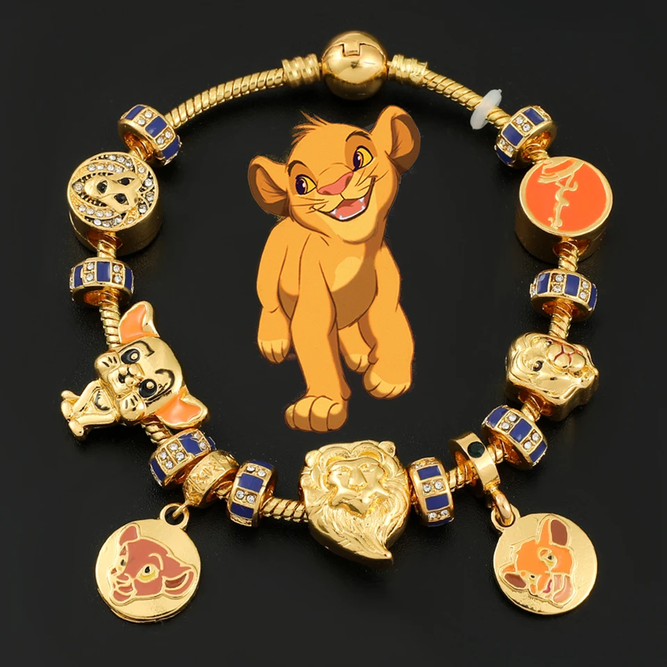 Karikatúra roztomilý Simba prívesok na náramok anime Anime leví kúzlo korálky korálky pre fanúšikov