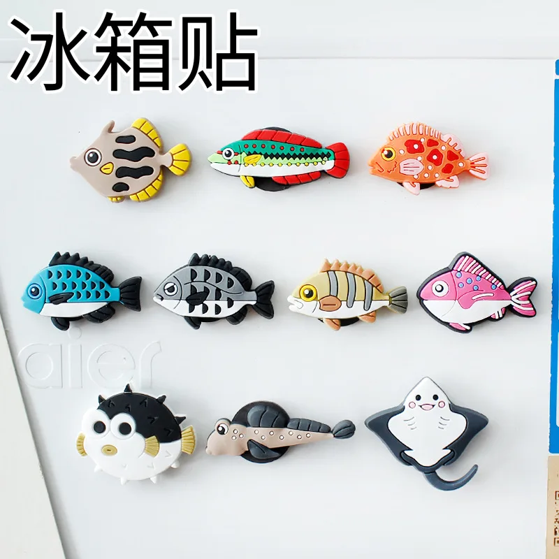 Karikatúra rýb silikónová chladnička Magnet Mini chladnička Domáca dekorácia Nálepka magnety pre chladničku Souvenír Magnety