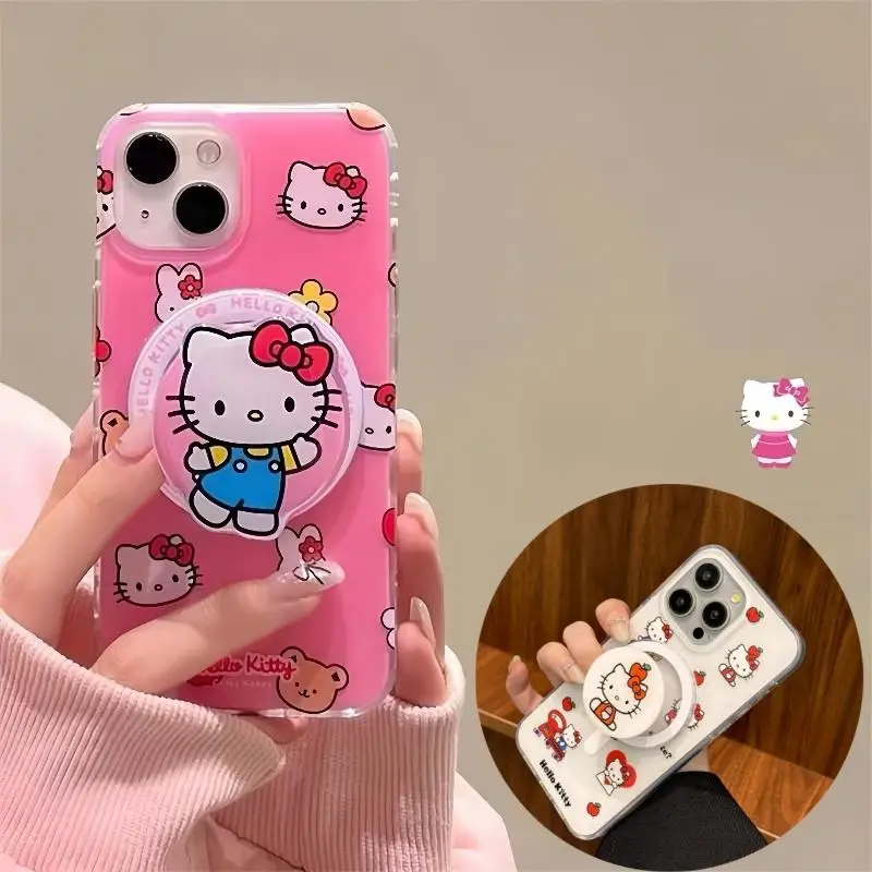 Karikatúra Sanrio Hello Kitty Magnetic Držiteľ Magsafe bezdrôtový nabíjací puzdro pre iPhone 16 15 12 11 Pro Max 14 plus 13 mini y2k
