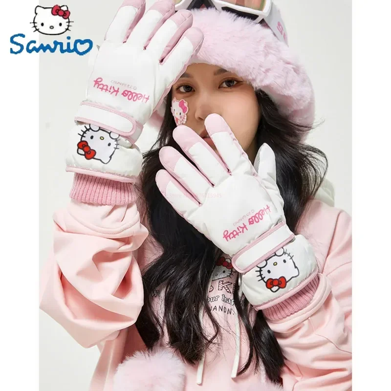 Karikatúra Sanrio Hello Kitty Ski Riding Kawaii Girls Outdoor Warm Ruka