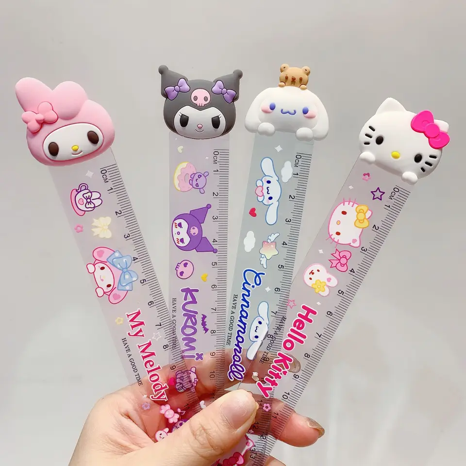 Karikatúra Sanrio Hello Kitty vládcovia My Melody Kuromi Creative Bookmark Kawaii Študentská kancelárska kancelária Školské kancelárske stupnice Darček Darček