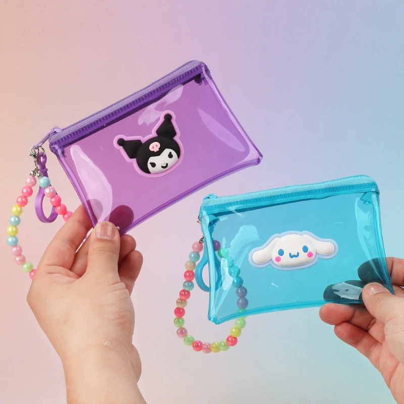 Karikatúra Sanrio Peňaženka farebne číra číry minca Kľúčenka prenosná PVC nepremokavá peňaženka zips zips skladovacie puzdro vrecko na kľúče
