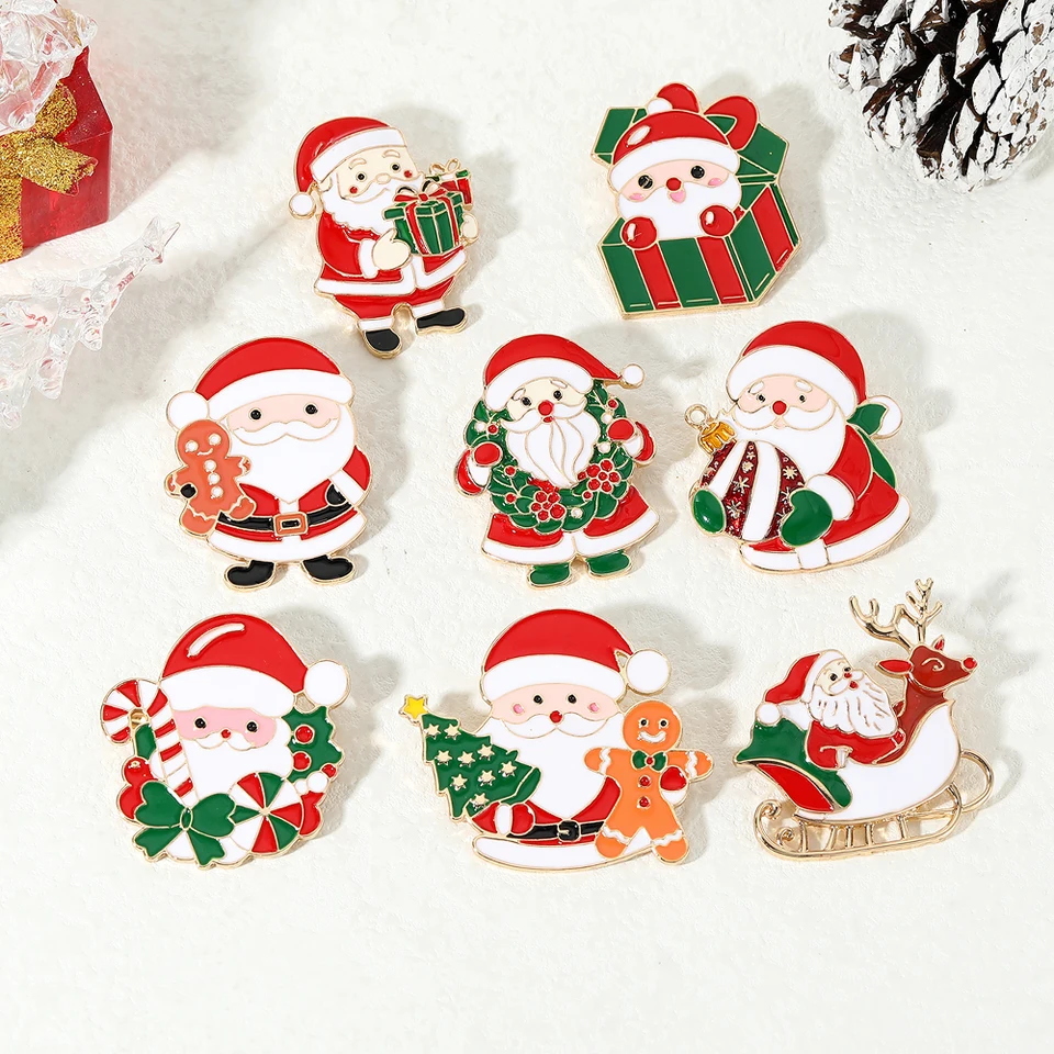 Karikatúra Santa Claus Series Laskel Pins Vianočné šperky Candy Canes Canes Sleigh Reiner