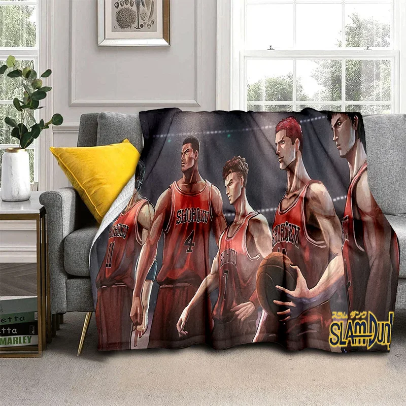 Karikatúra Slam Dunk Basketbal Anime Mäkké prikrývky, udržiavajte teplú prikrývku Pohodlná prikrývka pre piknikové postele Pohovka domáca spálňa