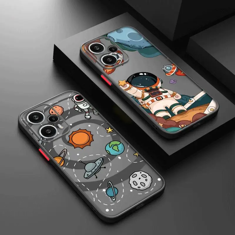 Karikatúra Spaceman Skin Matte Puzdro pre telefón pre Xiaomi Redmi Note 12 11 10 9 Pro Plus 5G Prispôsobenie priesvitného krytu Coque