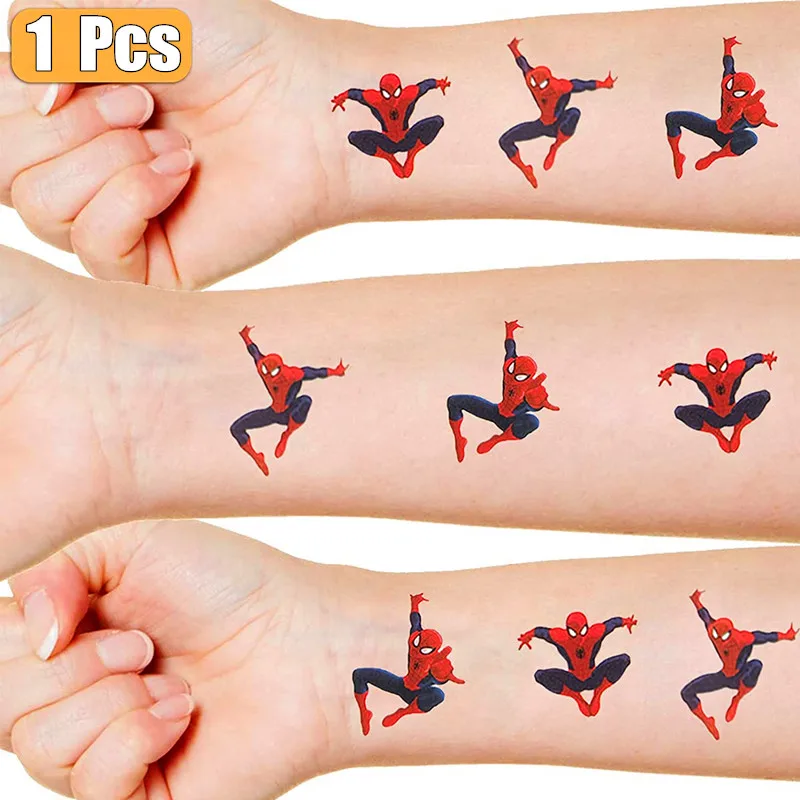 Karikatúra Spiderman Téma tetovanie nálepiek Kids Boys Boys Detodes Decortions Superhrdina STRÁNKA STRUCET STROJE DODÁVKY DODÁVKA