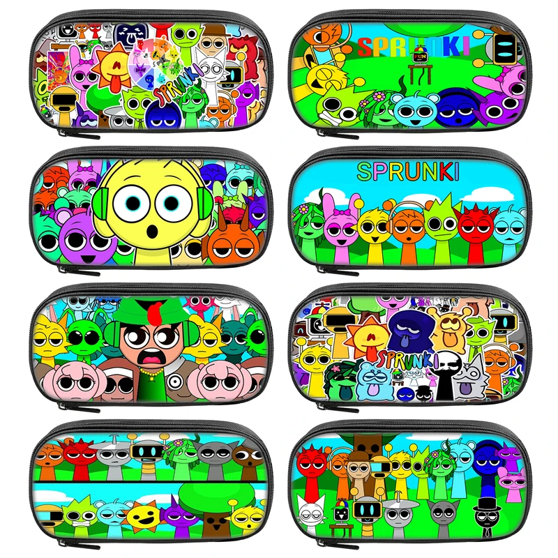 Karikatúra Sprunki Anime Pen Box Bag pre študenta veľká kapacita Školské potreby zips game ceruzky Detský darček k narodeninám