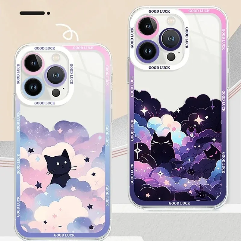 Karikatúra Starry Sky Cat puzdro pre Xiaomi 14T 13T 12T 11T 10T 14 13 12 11 Lite 5G NE POCO F6 X6 PRO X3 NFC X5 X4 GT F3 F4 F5 M6