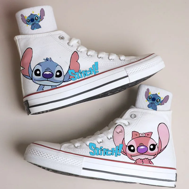 Karikatúra tlačeného stehu High Tops Canvas topánky Spring a jesenný pár príležitostné topánky Zapatos Mujer Kawaii Ženské tenisky Študentky