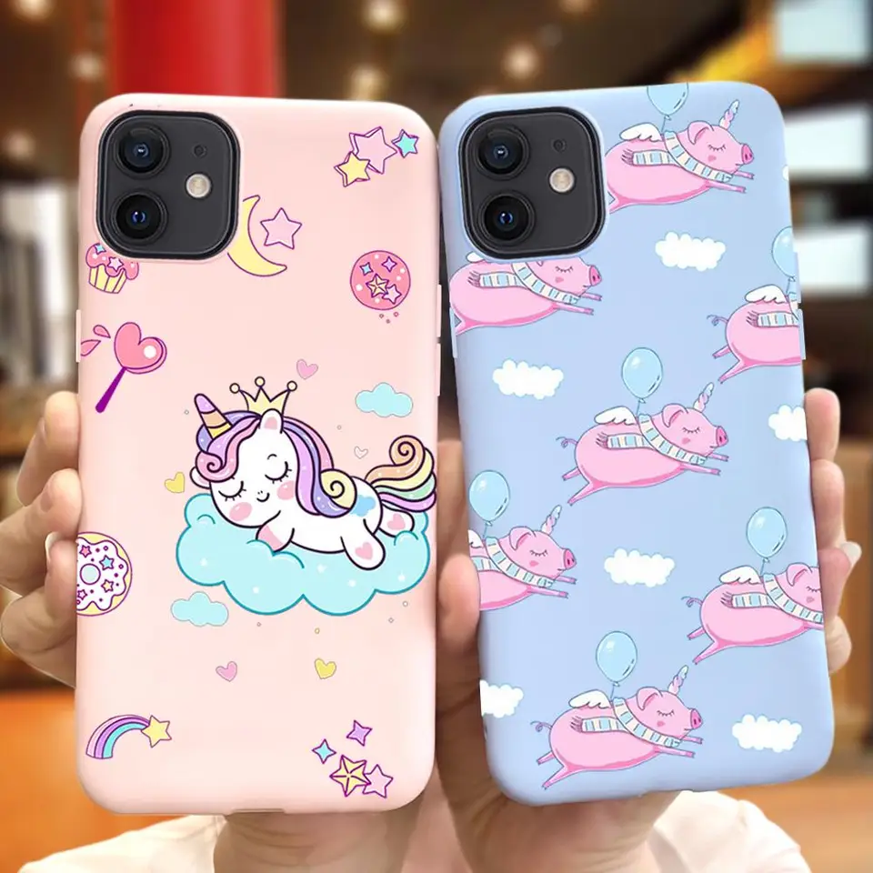 Karikatúra Unicorn Cover pre iPhone 5 5S SE 6 6S 7 8 Plus x XS Max xr 11 12 Pro Max 12 Mini Cadny Silikone Soft Case Case