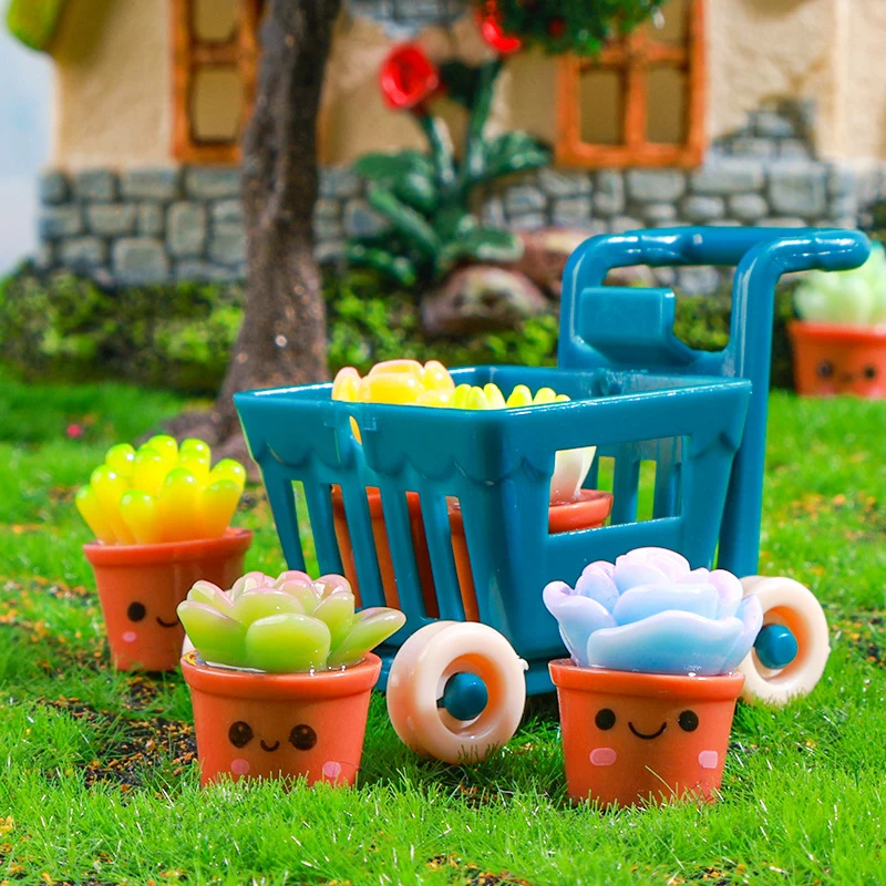 Karikatúra usmievavá šťavnatá rastlinná miniatúrna figurína Kawaii Desktop Small Ornament Creative DIY Domovodiská Darčeky