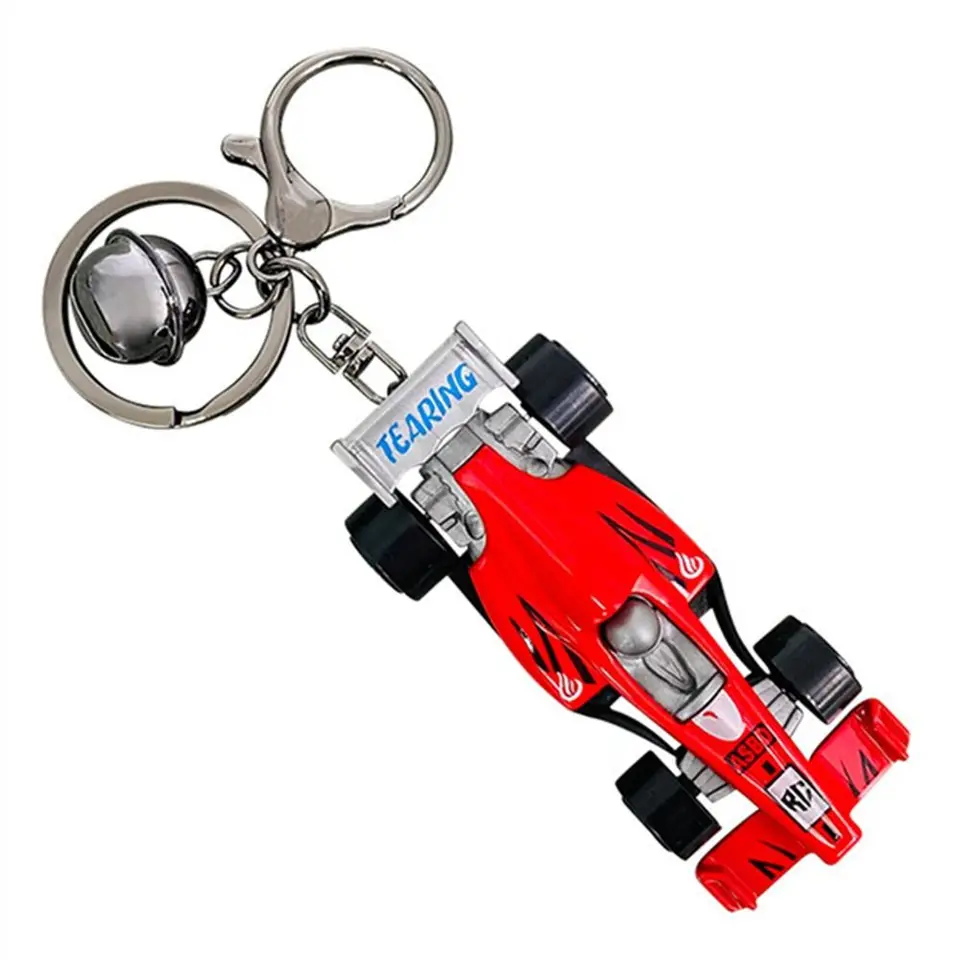 Karikatúra zliatiny F1 pretekársky model Keychain Boys and Girls Schoolback Pendant Key Chain Ring pár Klávesové kľúče pre deti