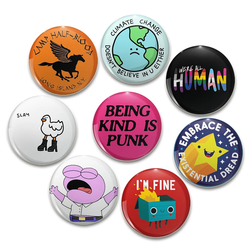 Karikatúra zvierací motýľ/bojovník Goose/Skladané odznaky mačiek Art Písanie Byť láskavý je punk brošňové batohové doplnky Decor Pin Pin