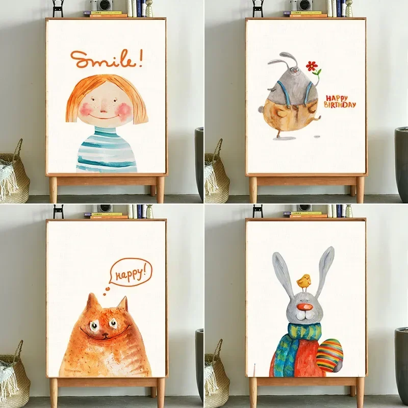 Karikatúra Zvieratá skrinka Krátke záclony bez dierovania Polovinový krup