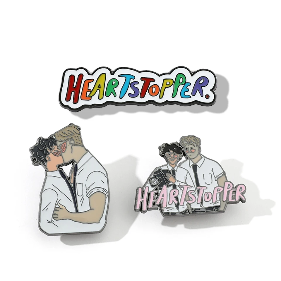 Karikatúra šperky Nick Kiss Charlie Heartstopper Smalt Pins Brošes na oblečenie gay špendlíky batohy Doplnky dekorácia