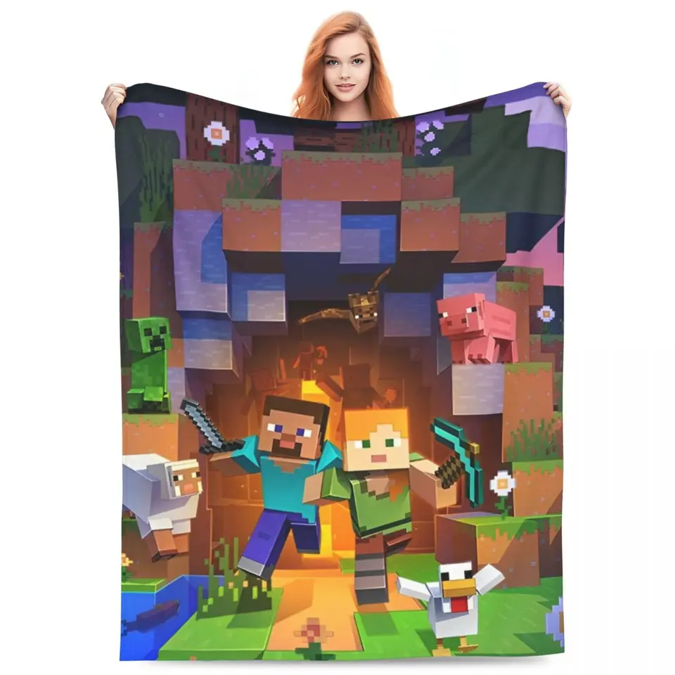 Karikatúry bane pixelové remeslá flanel prikrývka super teplá prikrývka pre domáce dekorácie dekoratívne pouličné trend Bedspread