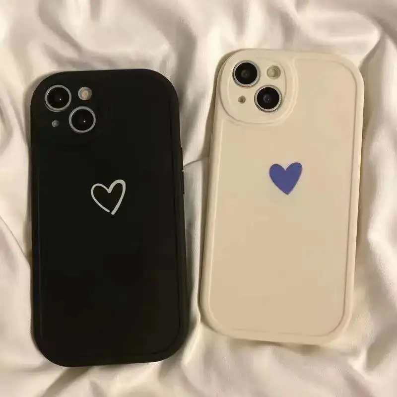 Karikačný srdcový telefón pre iPhone 15 11 12 13 14 Pro Max 15 plus mäkký kremíkový zadný kryt pre iPhone x xr xs max 7 8 plus se
