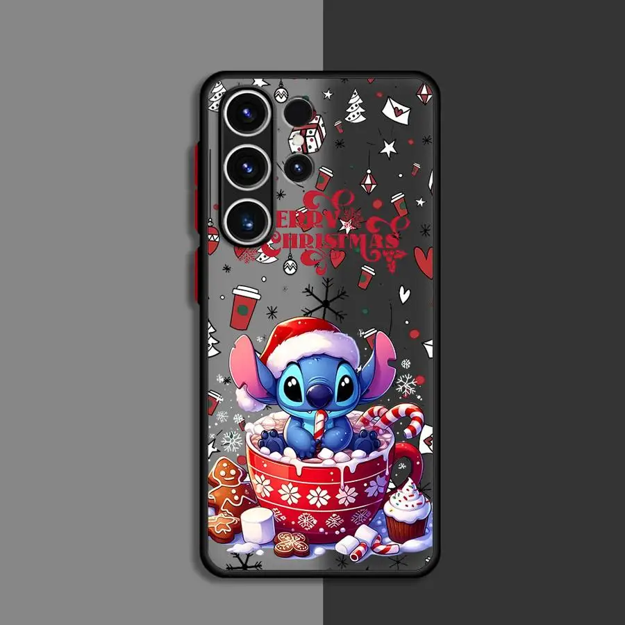 Karikačný steh vianočný matný puzdro pre Samsung Galaxy S23 S24 Ultra S22 S20 Fe S21 Plus S10 S9 Poznámka 20 10 Čierny kryt telefónu