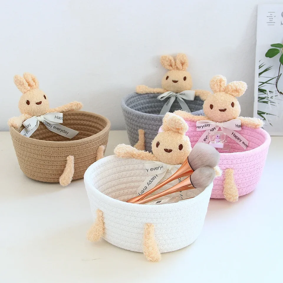 Karikačný štýl Weave Sundries Skladovacie koše Domáce kozmetické vlasové prvky organizujte vkladové kontajner