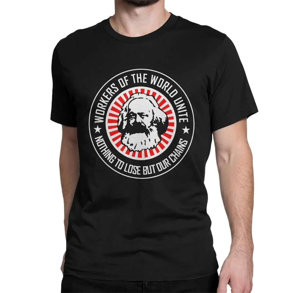 Karl Marx Workers spája tričká pre mužov Tričká z bavlny Komunizmus marxizmus Socializmus Tees s krátkym rukávom oblečenie harajuku