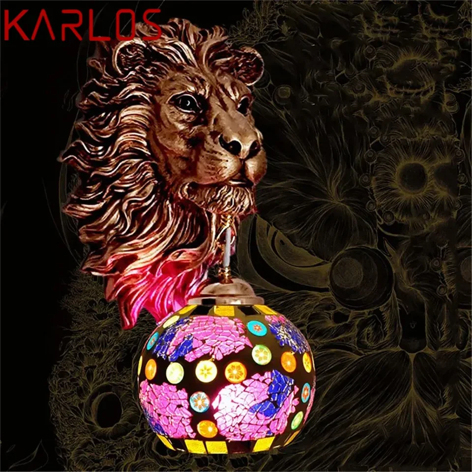 Karlos Contemporary Lion Wall Lamp Retro Creative Obýva