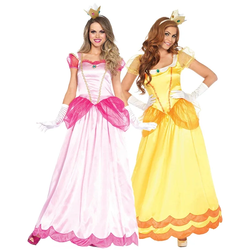 Karneval Halloween Lady Peach Princess Costume Super Brother Outfit Spooktacular Cosplay Fancy Party Dress NX6382