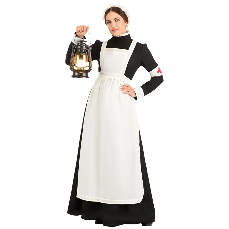 Karneval Halloween Lady War Doctor Nurse Costume Náboženský kláštor Nun Cosplay Party Fancy Dress