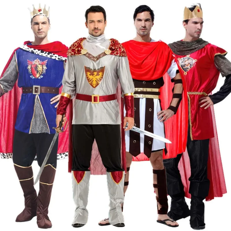 Karneval muž Kráľ cosplay kostýmy korunka Cape Dospelý bojovník pre mužov oblečte žiadne zbrane SD611