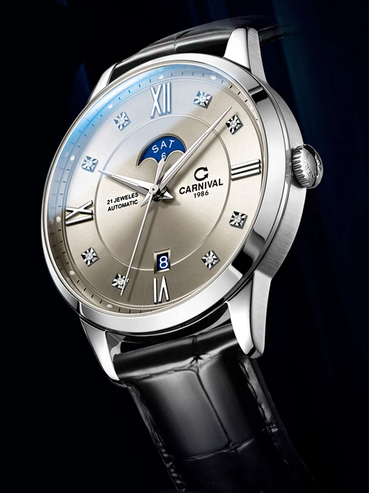 Karneval Nové automatické pánske hodinky Top značka Luxusné Miyota Mechanical Watch Men Waterproof Watch Week Týžden