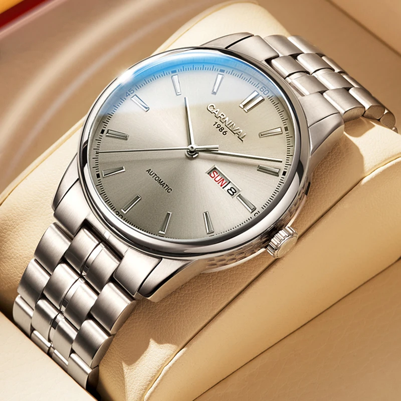 Karnevalová značka módne mechanické muži luxusné Miyota Movement Automatické hodinky Mens z nehrdzavejúcej ocele zafírové hodinky Dátum