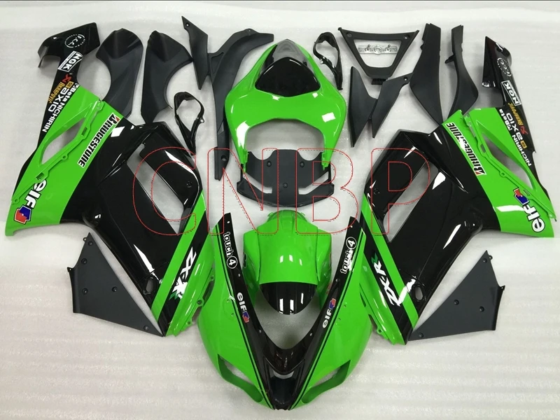 Karoséria pre Kawasaki Zx6r 2007 - 2008 Green Black Abs Fairing pre Kawasaki Zx6r 07 Motocyklová kapotáž ZX6R 08 Žiadna farba