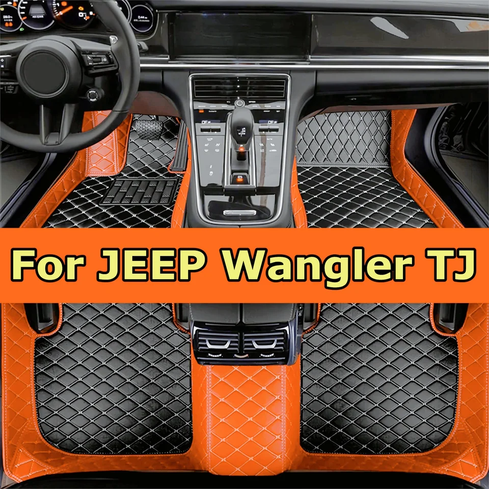 Karpety automobilov pre Jeep Wangler TJ 2002 2003 2004 2005 2006 2007 Celá sada podlahových podlahových podlahových rohoží kožené podlahové podlahy