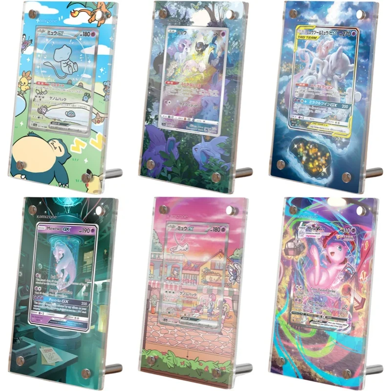 Karta Brick Mewtwo Mew Gengar Rayquaza Magikarp Ptcg DIY akrylové akčné figúrky Anime Game Collection Zobraziť stojan bez karty