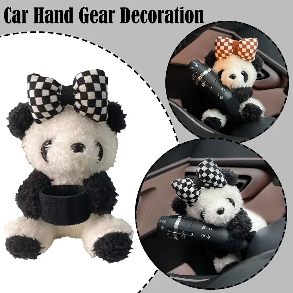 Karta Love Bow Chinese Giant Panda Auto Wiper Turn Signál Interiér Hračky pre bábiky Plyšové darčeky Prázdninové doplnky