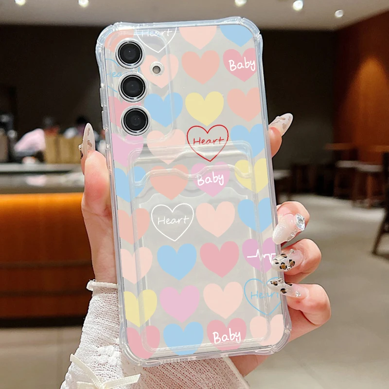 Karta Pink Love Heart Case pre Samsung Galaxy A55 A54 A35 A25 A15 5G A53 A52 A36 A56 A14 A34 A16 S21 Fe S25 S22 S22 S23 S24 Ultra S24